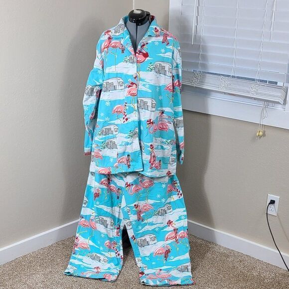 Nick & Nora Flamingo Pajamas Plus Size 3X Y2k 2000s - Picture 1 of 10